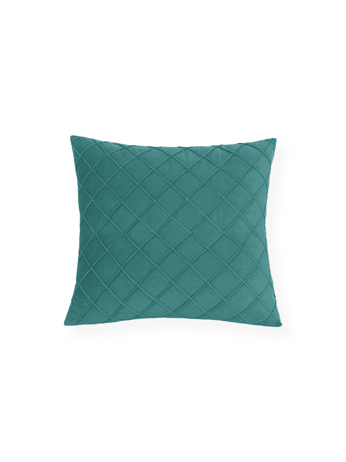 Diamond-Texture Velvet Pillow Cover – Gray, Aquamarine & Yellow