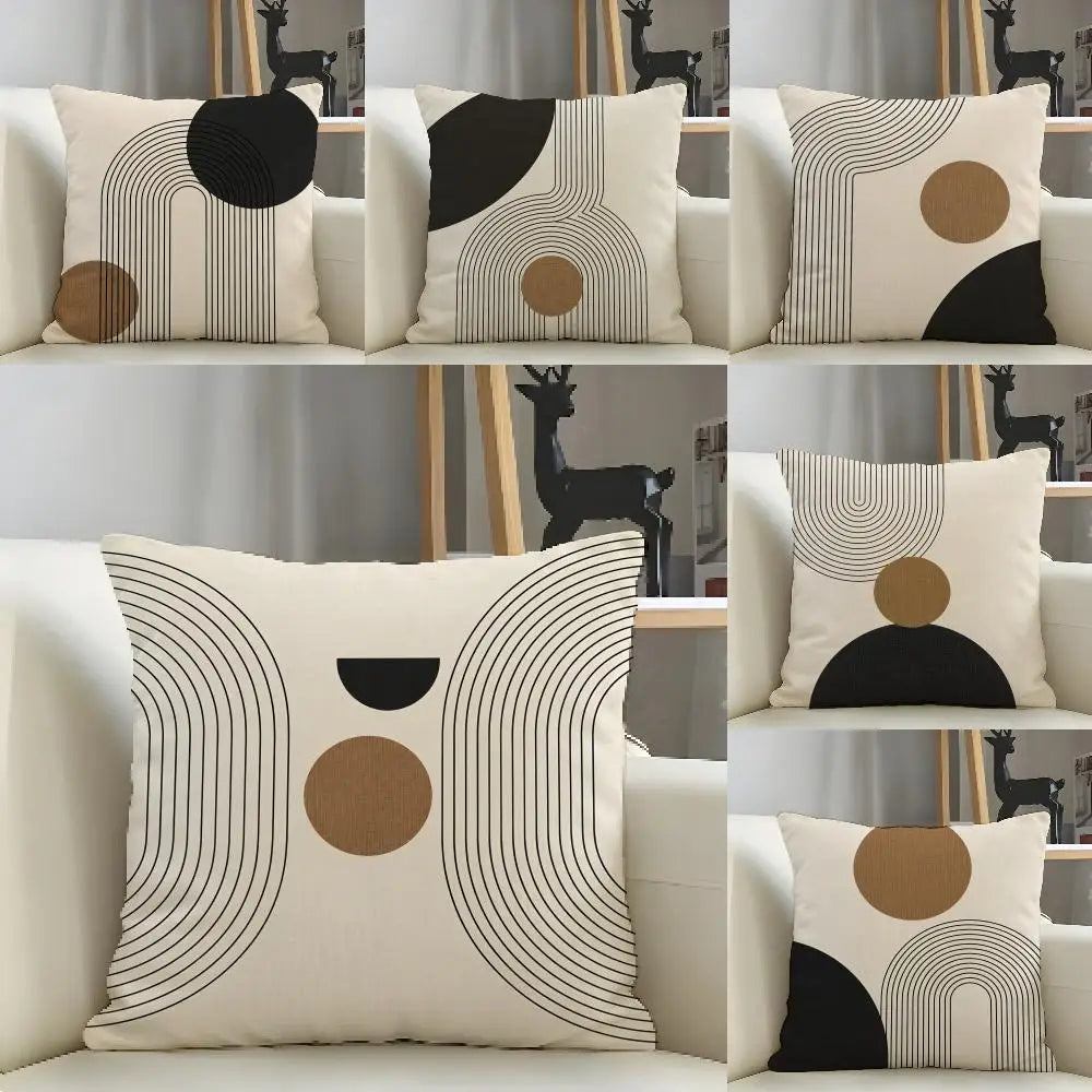 Minimalist Geometric Line Pillow Cover – Design 10, 5 Sizes