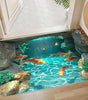 Shark & Aquatic Print Absorbent Non-Slip Flannel Door Mat – Washable Polyester Mat for Bathroom & Entrance