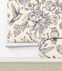 Hummingbird & Floral Traditional or Peel-and-Stick Wallpaper – Vintage Nature Wall Mural, 2-Roll Set