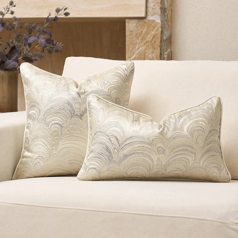Beige Gray Polyester Pillow Cover with Hidden Zipper – 11.81 × 19.69 in or 15.75–19.69 in Square, 1 Piece