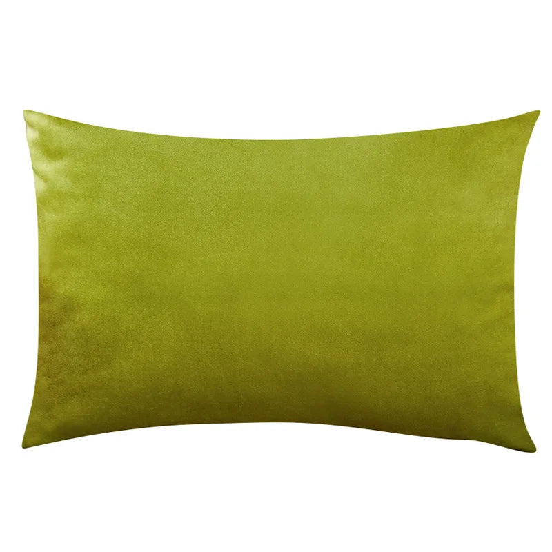 Green Shades Solid Velvet Lumbar Pillow Cover – Soft Woven Fabric, 1 Piece, 11.81 × 19.69 in (30 × 50 cm)