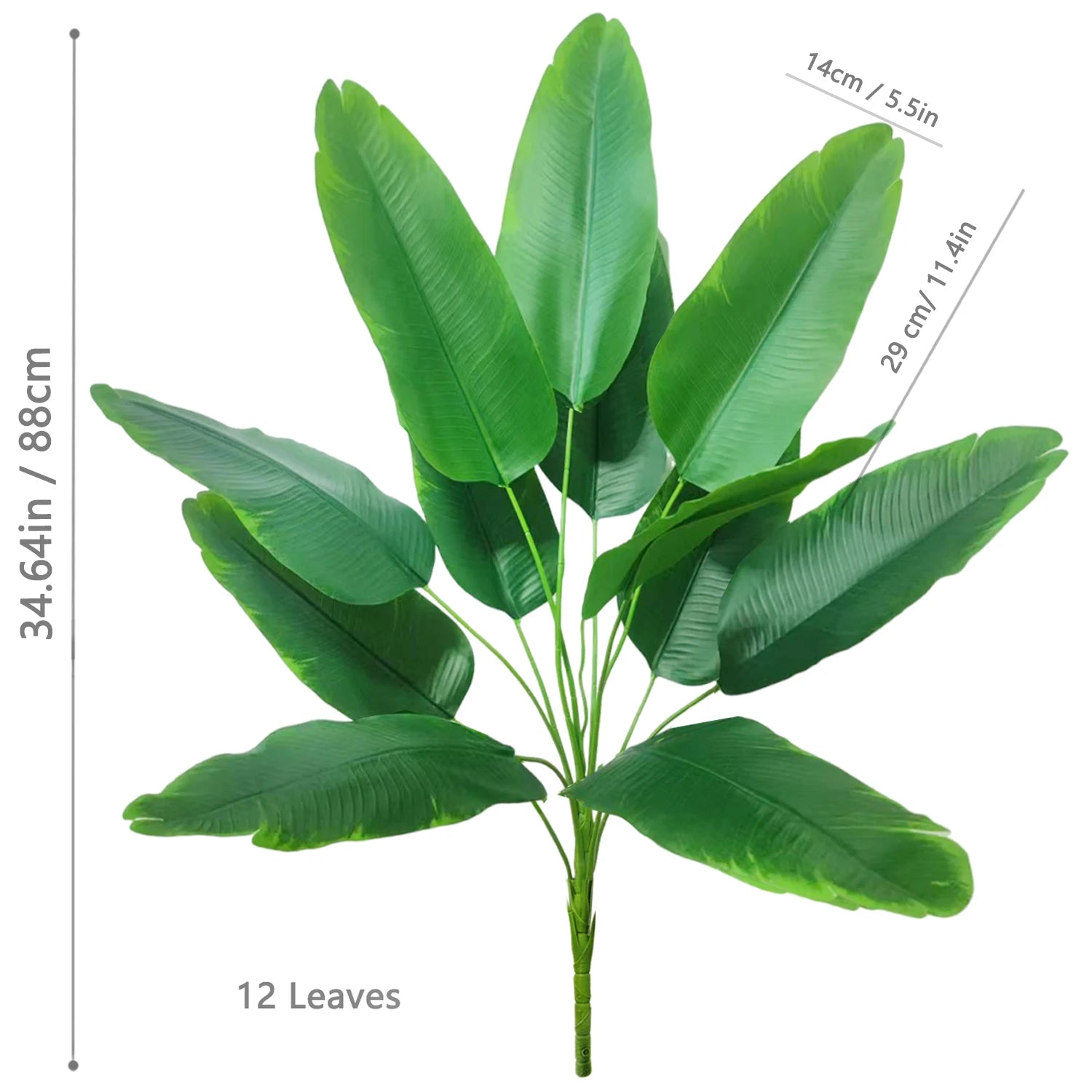 Large Artificial Bird of Paradise Plant Leaves – Real Touch Tropical Strelitzia Faux Greenery for Home & Garden Decor