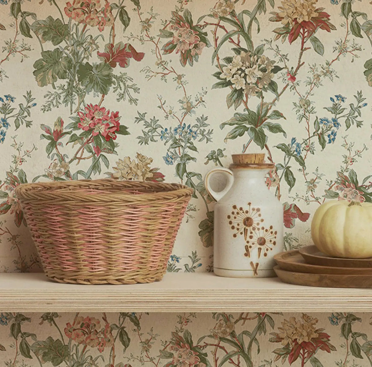 Vintage Green Leaf Small Floral Traditional & Peel-and-Stick Wallpaper – Waterproof and Mould-Resistant