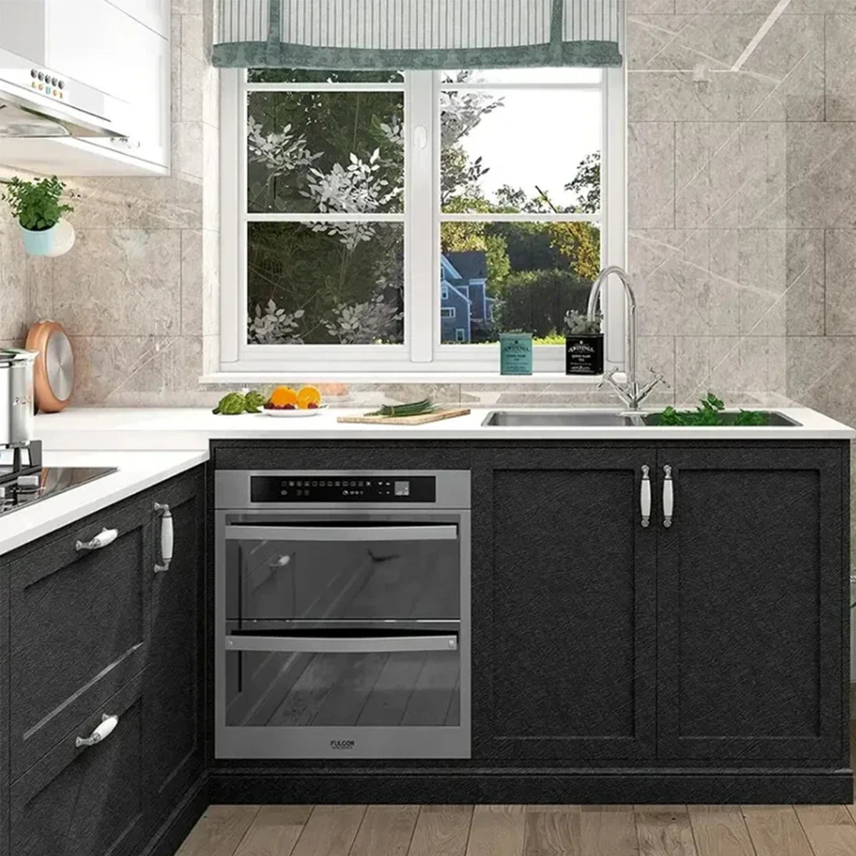 Black Waterproof Vinyl Peel-and-Stick Wallpaper – Matte or Glossy, Removable & Easy to Clean