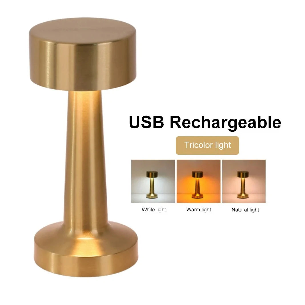 USB Rechargeable LED Table Lamp – Wireless Touch Control, 3 Color Dimmable Bedside Mood Light for Home