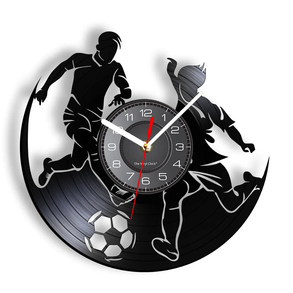Football Vinyl Record Wall Clock – 30 cm Quartz Decor with Optional LED, Designs 6–10