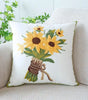 Tied Sunflower Bouquet Embroidered Polyester/Cotton Pillow Cover – 17.72 × 17.72 in (45 × 45 cm)