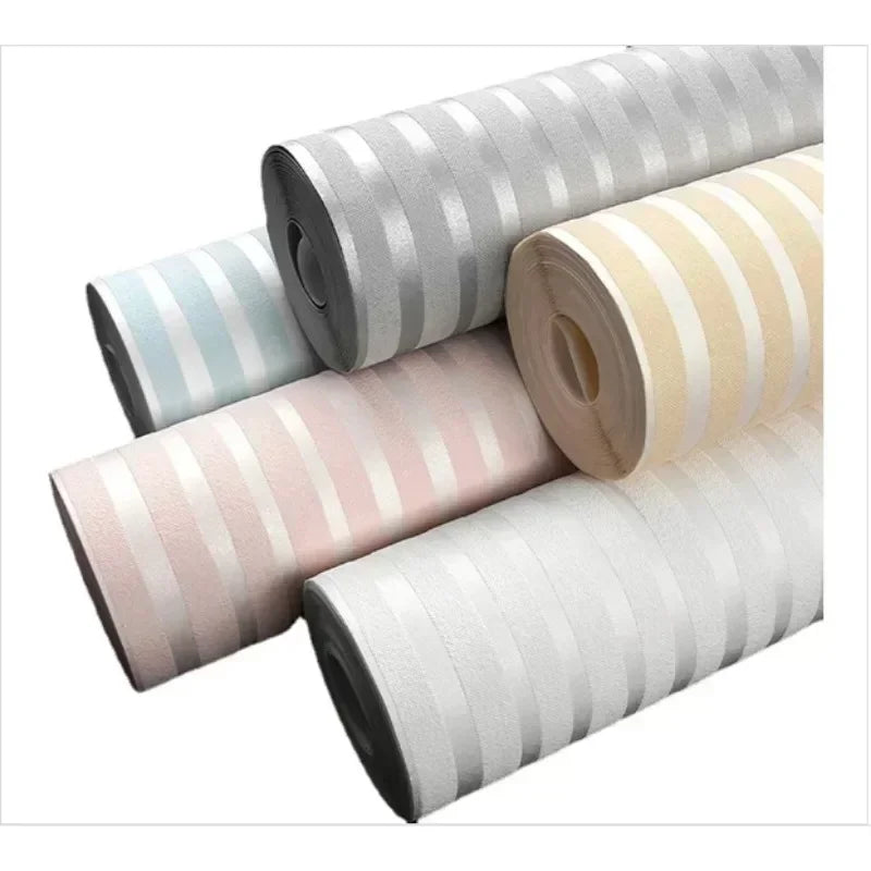 Modern Pink & Blue Vertical Stripe 3D Non-Woven Wallpaper – Waterproof, Extra Thick, Mould-Resistant & Fireproof