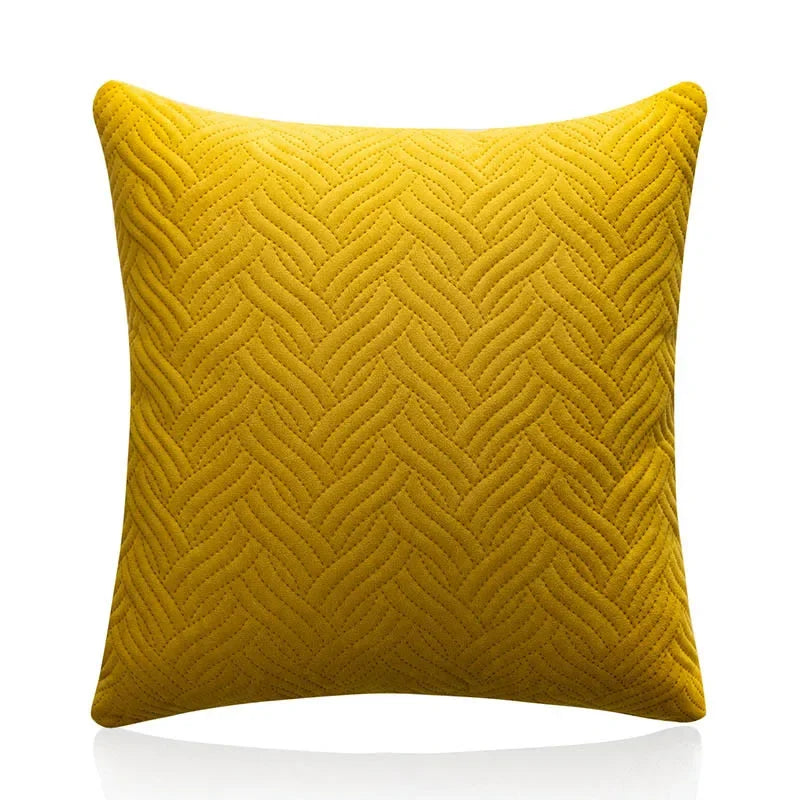 Warm-Tone Interlocking Quilted Velvet Pillow Covers – 17.72 in Square