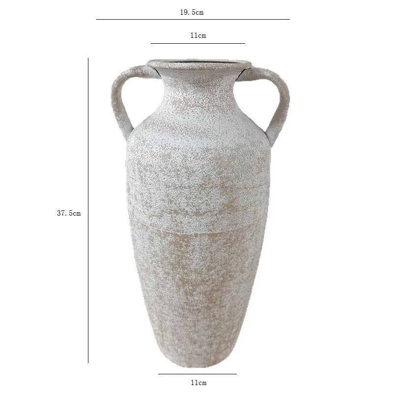 French Country Metal Vase – Faux Terracotta Finish, 2 Rustic Designs