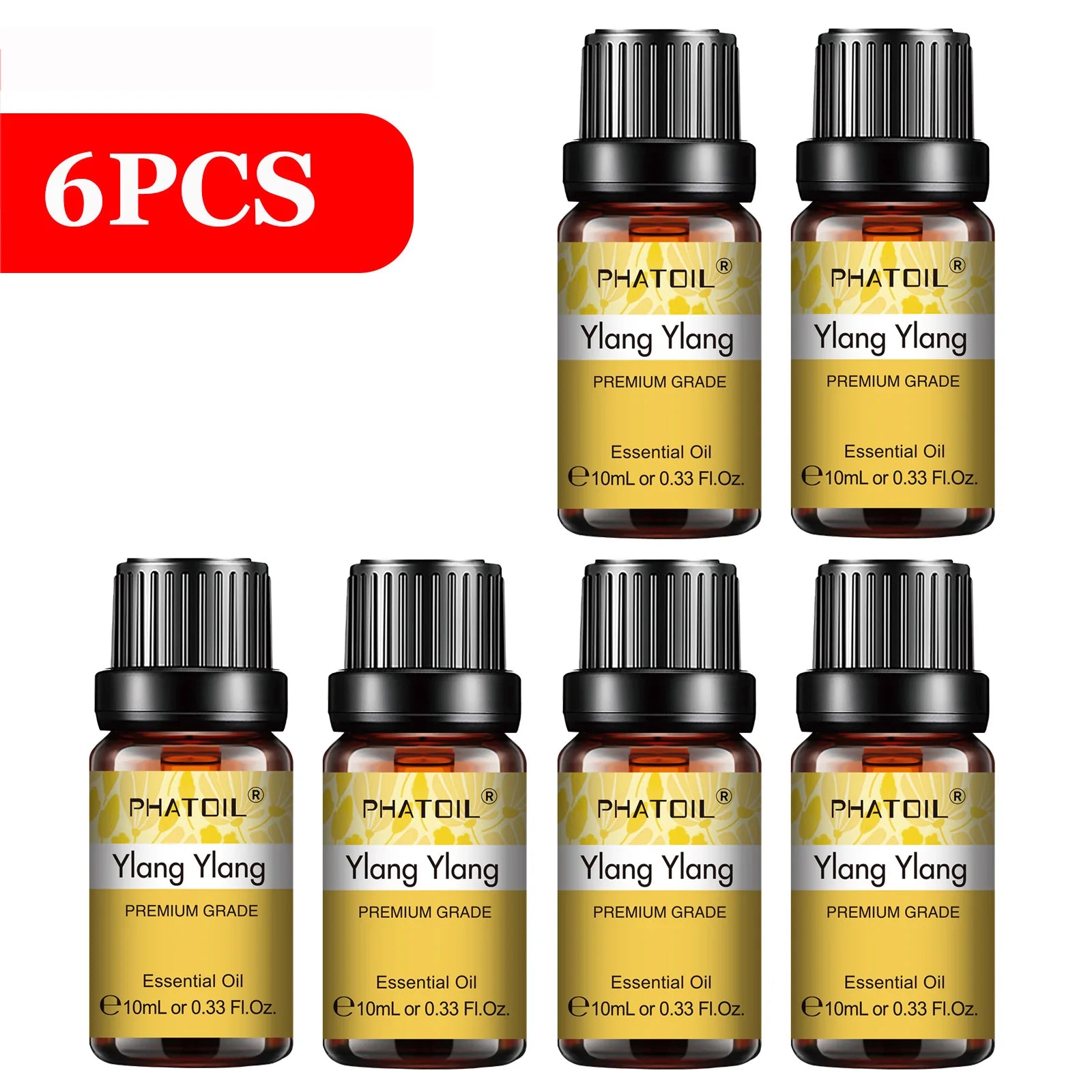 PHATOIL 6-Piece 10ml Pure Essential Oil Set for Diffusers
