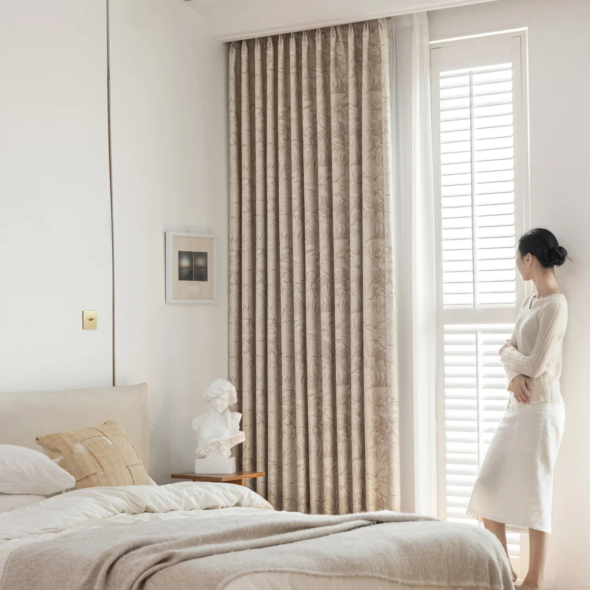 Light Yellow 220 GSM Scandinavian-Inspired Double-Layer Semi-Light Blocking Curtain Panel – 2 Hanging Styles