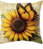 Sunflower & Perched Butterfly Polyester Peachskin Pillow Cover – 15.75–23.62 in Square, 1 Piece
