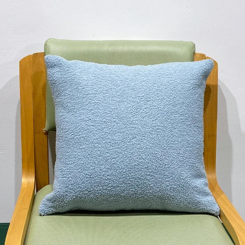 *Blue & Green Teddy Plush Faux Fur Pillow Cover – 17.72 or 19.69 in Square / 11.81 × 19.69 in Lumbar (45 × 45, 50 × 50 or 30 × 50 cm), 1 Piece
