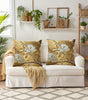 Golden Magnolia Polyester Peachskin Pillow Covers – Single-Sided Print, 15.75–23.62 in Square, Set of 4