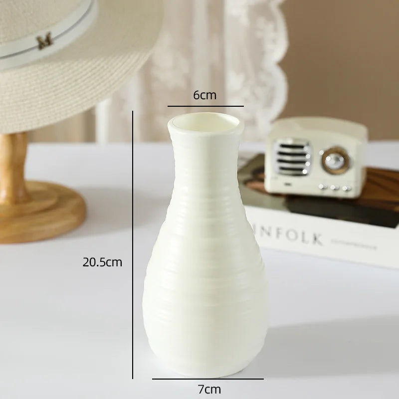 Modern Plastic Flower Vase – Simple Tabletop Vase for Hydroponic Flowers, Artificial Stems & Living Room Decor