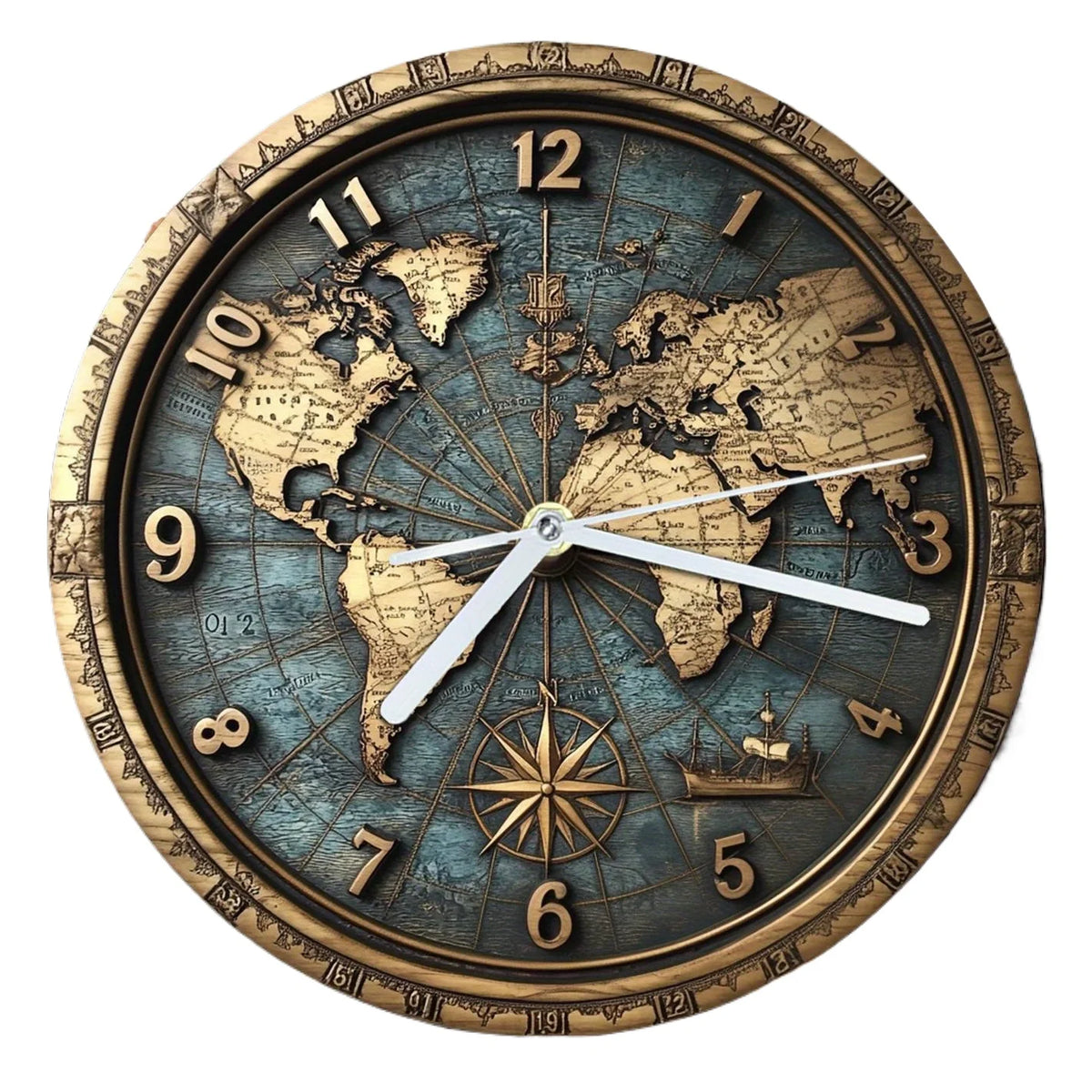 Ornate Vintage Silent Wall Clock – Round Wood or Acrylic Quartz Decor, 2 Designs