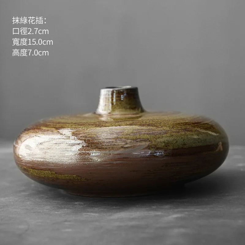 Black Ceramic Tabletop Vase – B/C-Series Retro-Glazed Designs 6–15