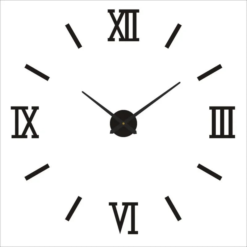 Large Black DIY Acrylic Wall Clock – 12 Designs, 36 or 48 Inch