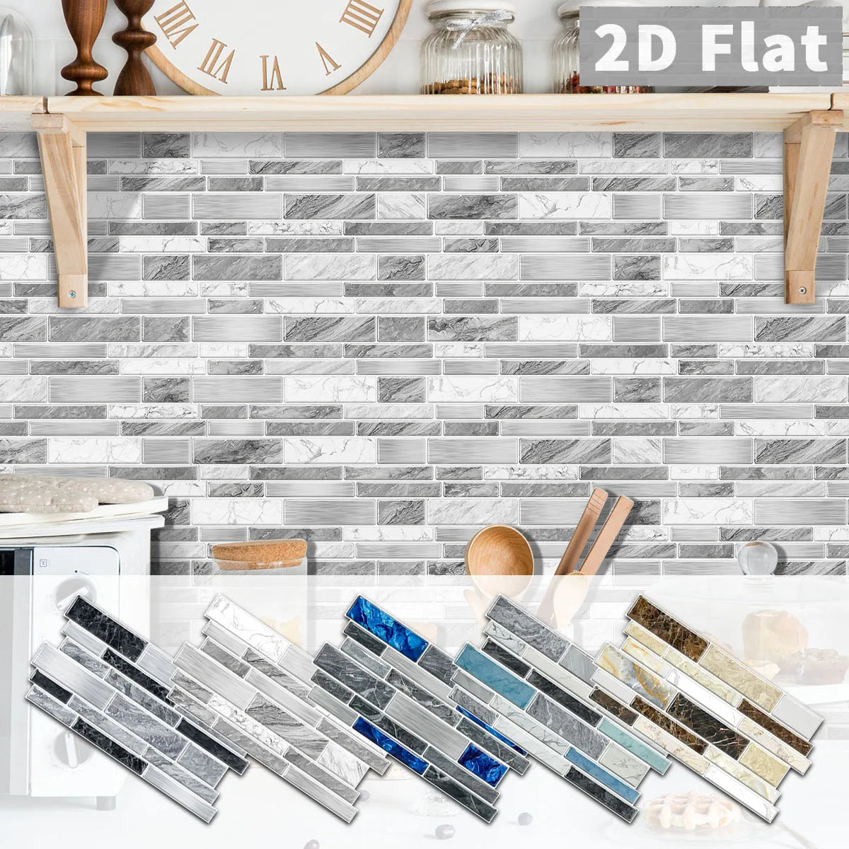 24.6 × 12 cm Waterproof PVC Marble Peel-and-Stick Tile Stickers – Scratch-Resistant & Easy to Clean