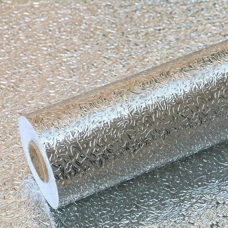 Kitchen Oil-Proof Aluminum Foil Peel and Stick Wallpaper – Waterproof, Heat Resistant, Self-Adhesive Vinyl Wallpaper
