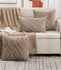 *Beige, Taupe & Gray Diamond Faux Fur Polyester/Cotton Pillow with Insert – 15.75, 17.72 or 19.69 in Square / 11.81 × 19.69 in Lumbar (40–50 cm Square / 30 × 50 cm), 1 Piece