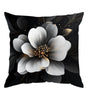 Black & White Floral Polyester Peachskin Pillow Cover – Designs 1–2, 4 Sizes