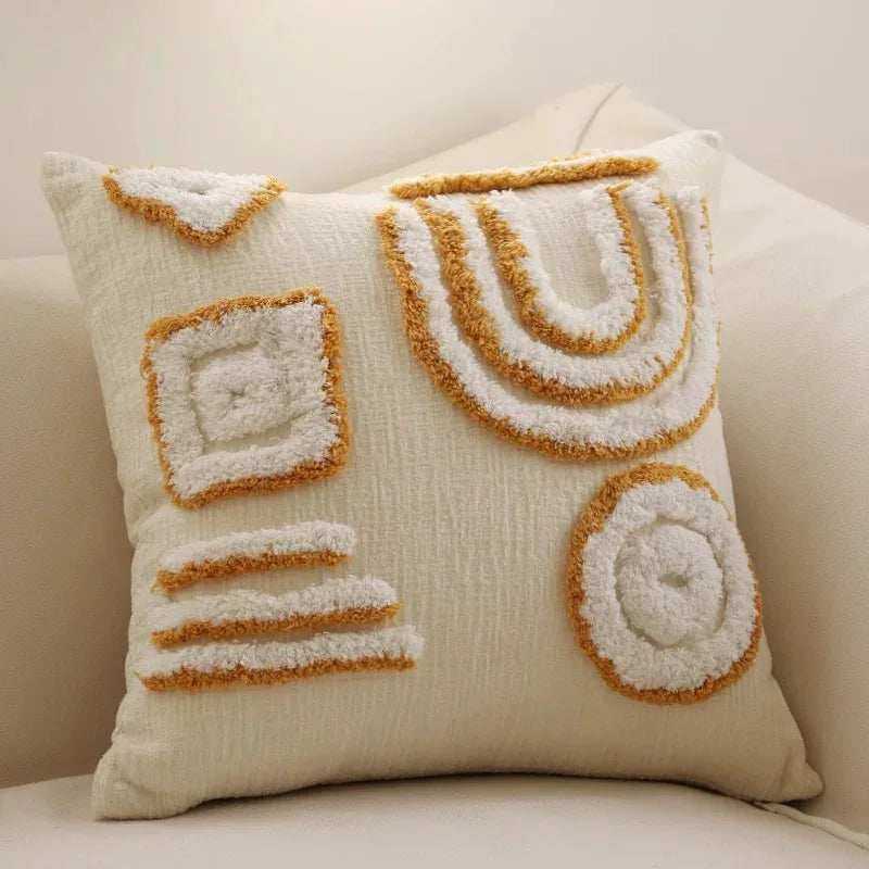 Bohemian Geometric Textured Throw Pillow Cover, 17.72 × 17.72 in, 10 Designs, Cover Only
