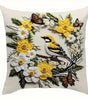 Yellow Bird Butterfly Branch Polyester Peachskin Pillow Cover – Flat Print, 15.75–23.62 in Square, 1 Piece