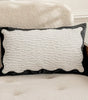 White Textured Black-Trim Polyester/Cotton Lumbar Pillow Cover – 11.81 × 19.69 in (30 × 50 cm), 1 Piece