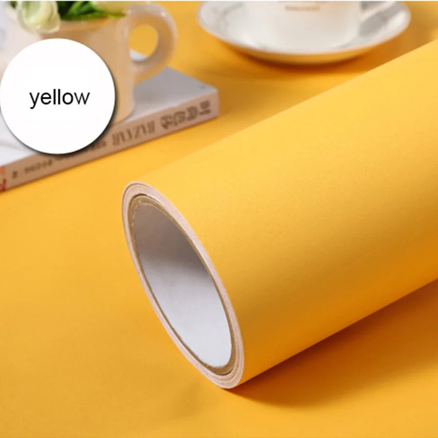 5m Pure Gray Waterproof Extra-Thick PVC Peel-and-Stick Wallpaper – Mould-Resistant for Bedrooms, Cabinets & Furniture