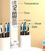 LED Desk Lamp with Clock, Calendar & Temperature Display – USB Rechargeable, Foldable & Touch Dimmable