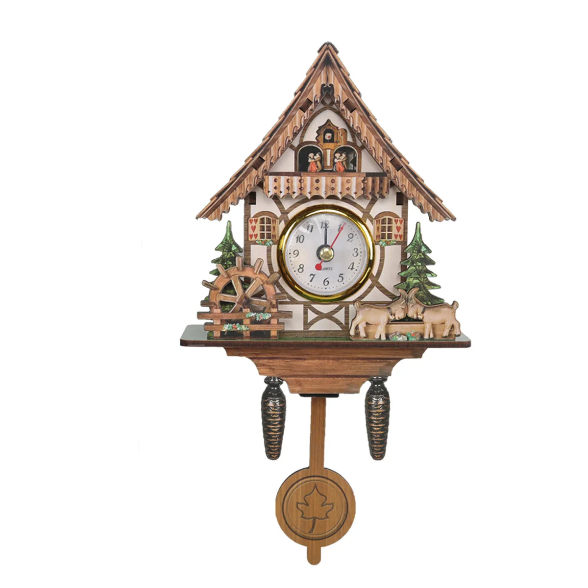 Wooden Birdhouse-Style Quartz Wall Clock – Cuckoo-Inspired Decor, A1–A10