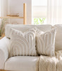 White Geometric Embroidered Polyester Pillow Covers – 17.72 in (45 cm) Square, Set of 2