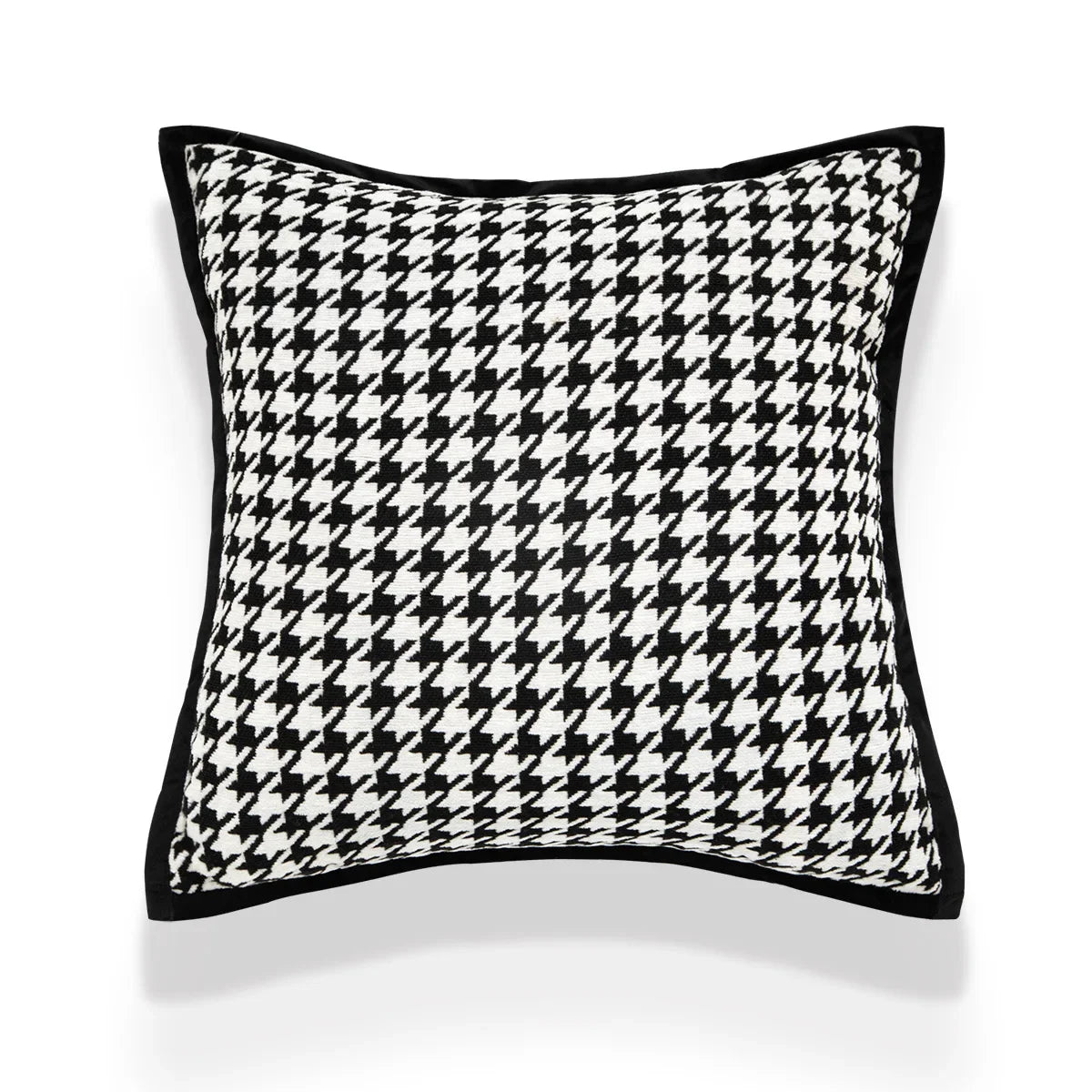 Black-and-White Small Check Polyester/Cotton Pillow Cover – 17.72 × 17.72 in (45 × 45 cm), 1 Piece