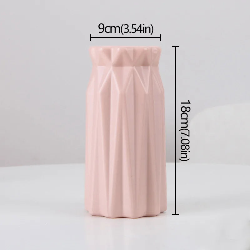 Minimalist Geometric Plastic Tabletop Vase – 3 Colors