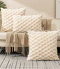 White & Beige Textured Plush Pillow Cover – Square & Lumbar Sizes