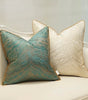 Geometric-Line Jacquard Throw Pillow Cover – 17.72 in Square, 7 Colors (Blue, Green, Beige, Yellow & More)