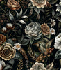 Dark Large Floral Waterproof Vinyl Peel-and-Stick Wallpaper – Removable & Mould-Resistant