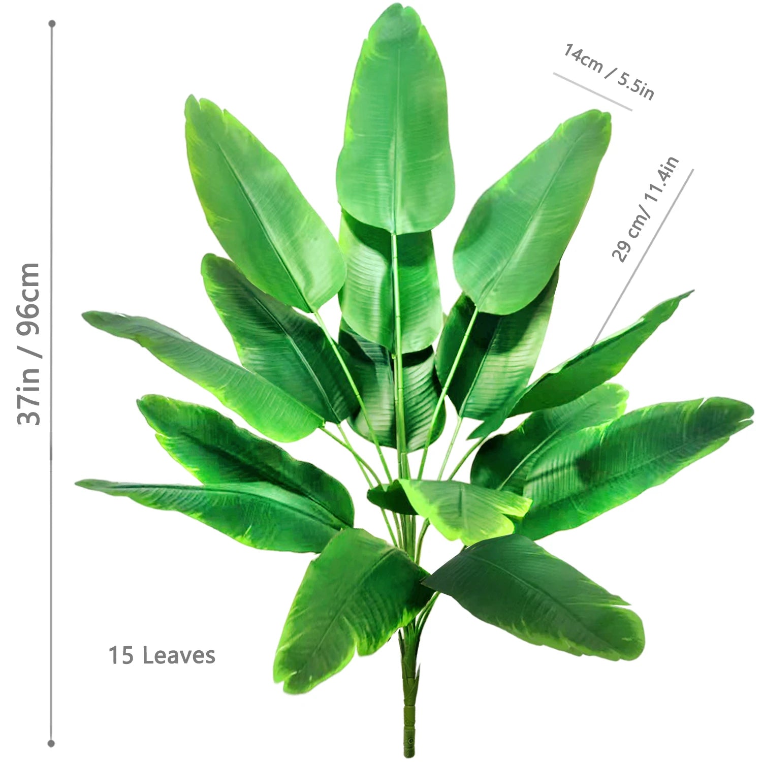 Large Artificial Bird of Paradise Plant Leaves – Real Touch Tropical Strelitzia Faux Greenery for Home & Garden Decor