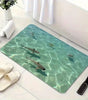 Shark & Aquatic Print Absorbent Non-Slip Flannel Door Mat – Washable Polyester Mat for Bathroom & Entrance