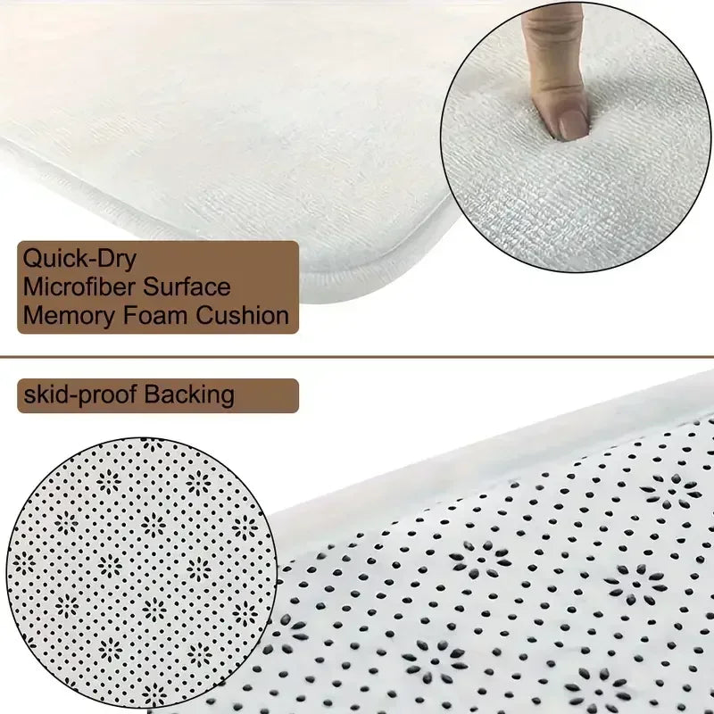 Cute Cat Welcome Doormat – Non-Slip Washable Flannel Mat for Kitchen, Bathroom & Entryway