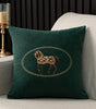 Dark Green Embroidered Horse Polyester/Cotton Pillow Cover – 17.72 × 17.72 in (45 × 45 cm), 1 Piece