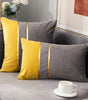 Warm Color-Block Velvet Throw Pillow Cover with Gold-Tone Stripes, Square or Lumbar
