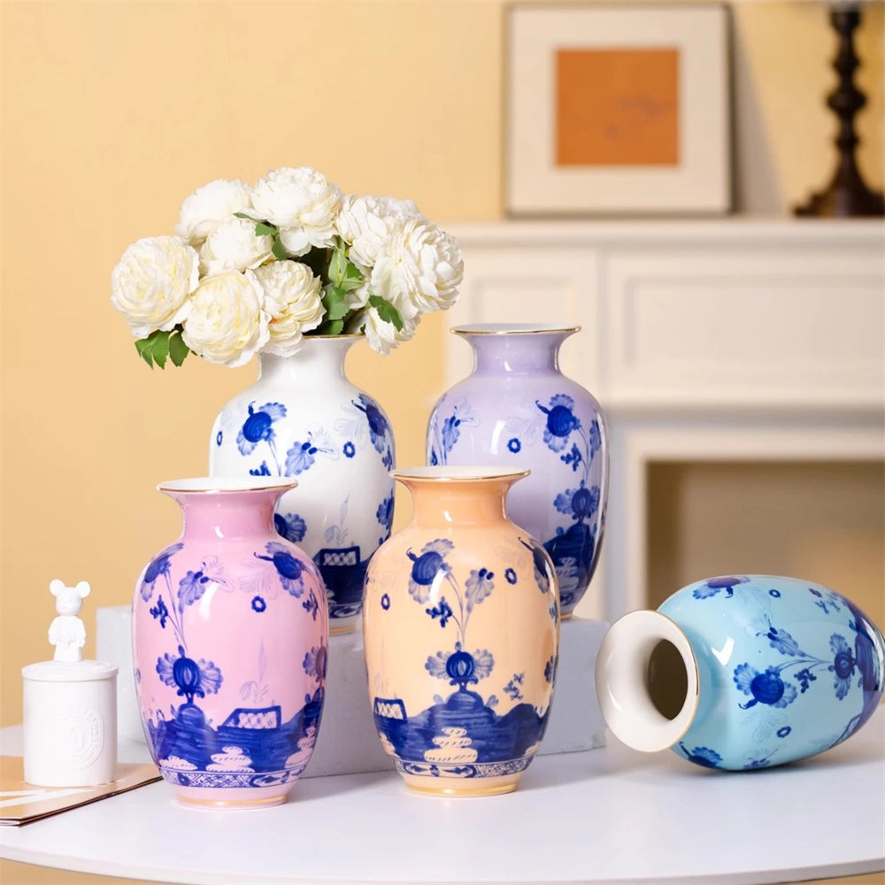 Hand-Painted Ceramic Flower Vase – 5 Color Designs