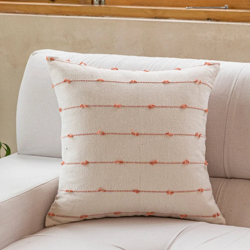 Pink & Yellow Striped Jacquard Pillow Covers – Square & Lumbar
