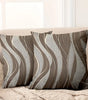 Brown & White Abstract Wave Polyester Pillow Cover – Single-Sided Print, 4 Sizes