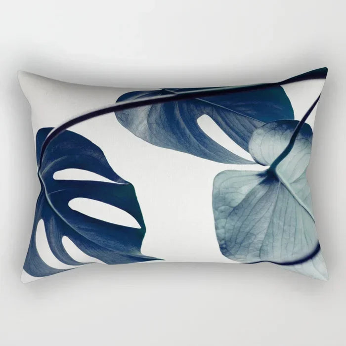 Botanical Leaf Polyester Lumbar Pillow Cover – 11.81 × 19.69 in (30 × 50 cm), 1 Piece