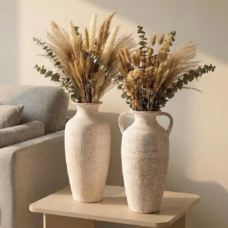 French Country Metal Vase – Faux Terracotta Finish, 2 Rustic Designs